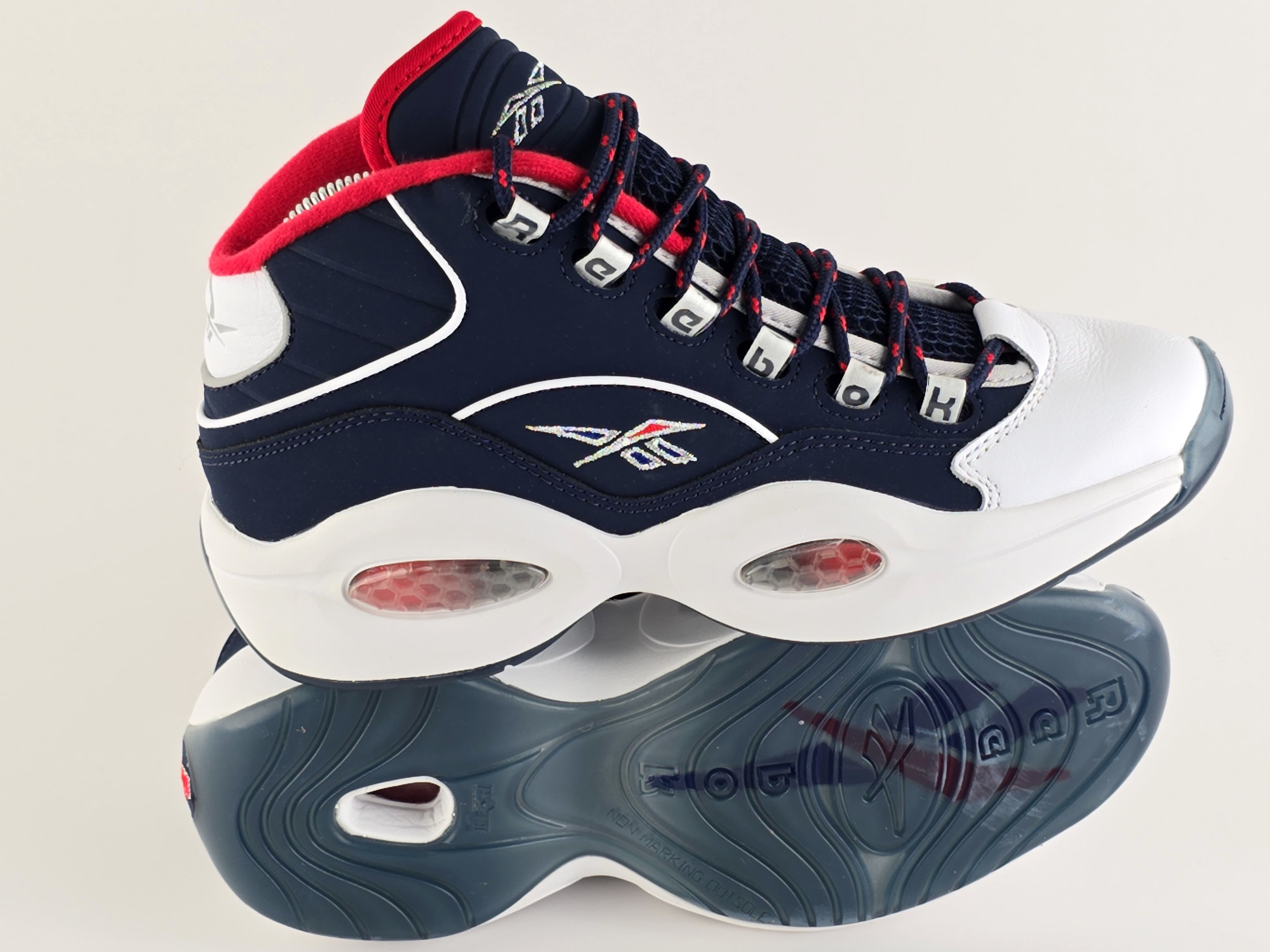 Reebok Question Mid Azul Blanco - Latinos Go
